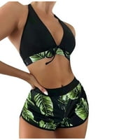 Ženski kupaći kostimi Tummy Control Plus size Prekrivač kupaćih kostima Križne remenske kratke hlače kostim trodijelni kupaći kostim Split Green XL