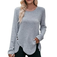 Ženski vrhovi okrugli vrat labavi puloveri dugih rukava Dukseljene majice za žene