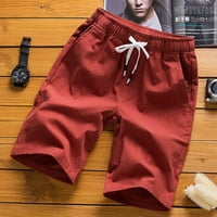 Floleo muške kratke hlače Ljeto Men Ležeran modni potez pune boje pamuk i posteljina pet bodova pantalone