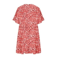Ženske ljetne haljine cvjetni print v izrez kratki rukav ruffle tri casual labava maxi haljina