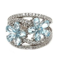 Sterling srebrni akvamarinski, stvoreni bijeli safirni prsten