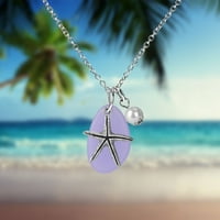 Yueulianxi plavi vjetar morski stakleni ogrlica žičana ogrlica od plaže Biserni nakit