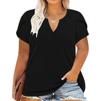 Ženske plus veličine vrhovi ljetni latica s majicama za majice Ležerne prilike V izrez modne tine majice Izlasci na vrhu Bluze XL-5XL