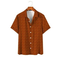 Muška dukseva V-izrez kratkih rukava Grafički print uzorak casual vrhova bluza za ispis košulja Trendy XXL narančasta