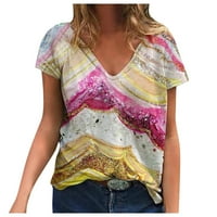 Bluze za žene Dressing Ležerne prilike FITS modna žena V-izrez kratka rukava majica Majica Ljetni ispis