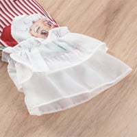 Toddler Baby Girls Božićne odjeće Setovi dugih rukava O vrat Santa Claus Print Tops + slojevita rufffle pantalone