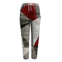 Clearsance YoHome Široke pantalone za noge za ženske ležerne hlače, tiskanje elastičnog džepnog džepnog džepa xxl