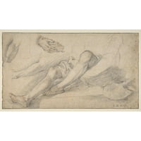 Bernardino Poccetti Crni moderni uokvireni muzej umjetnički print pod nazivom - studije za sjedeće figure