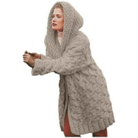 Ženska jakna dame modni ležerni temperament čvrsti boje tkanita-tkani pukotina pukotina sa kapuljačom sa kapuljačom kaputa