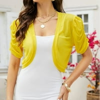 Ženski kardigan ljetni pamučni kaput za žene žuti s