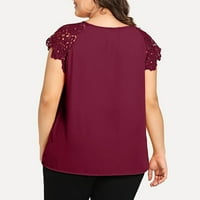 Floleo ženske vrhove košulje dugih rukava modna s plus veličina Čvrsta o-vrat cvjetna čipka na ramenu majica za bluze za jesen zimske ponude