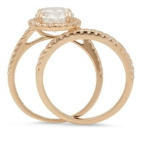 2.56CT Okrugli rez originalni kultivirani dijamant VS1-VS I-J 18K Yellow Gold Halo Angagement Wedding Bridal Set Dizajnerski prsten BW set W Crystal Boide Stones veličine 9