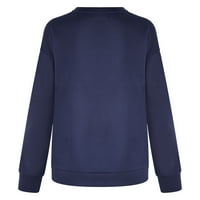 PXIAKGY Bluze za žene Žene Duks vrhovi ispis bluza Ležerne pulover dugih rukava Navy Plavi + SAD: 10