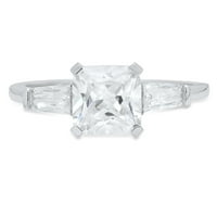 1.62ct Squared Smaragd Cut White Sapphire 14k bijelo zlatni godišnjica Angažmane kamene prstene veličine 4,5