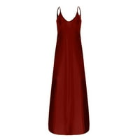 Labave haljine za žene bez rukava, duljina gležnjana dužina gležnja Datum ženske ljetne haljine visokog struka crvena xl