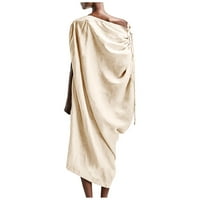 Žene Kaftan midi haljina Čvrsta posteljina kombinezona Maxi suknja s ramena čipkaste rukave labave ležerne haljine
