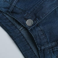 Traperice za žene Modni ženski gumbi sa srednjim strukom Jeans olovke Hlače duge hlače pantalone Žene Jeans Dark Blue XL
