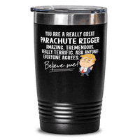 Funny Trump poklon za padobranska grickalica za škrgula za rad porodica za radnoj suradnici - 20oz nehrđajući čelik crni vakuum izoliran poklopcem