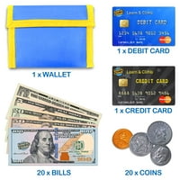 Reprodukujte novčanik za novac za djecu - papirnati račune, kovanice, novčanik i pretvaranje reprodukcije