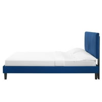 Okvir za krevet platforme, puna veličina, baršuna, plava mornarica, moderni savremeni urbani dizajn, magistar spavaće sobe