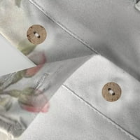 Dyegold Ljetni vrhovi za žene, žene Ljeto plus veličina cvjetnog gumba za tisak Ležerne prilike casual labave opremljene majice kratkih rukava V-izrez Tunike