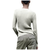 TUPHREGYOW ženski pleteni vrhovi Trendy Trendy Leisure Modna bluza na otvorenom Čvrsta labava rebrasta
