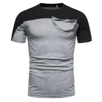 Muška košulja Muška boja Blokiranje okruglog vrata Pulover Modni najniži povremeni sportovi Top Grey XXL