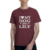 Volite moj psa Lily Muška osnovna majica kratkih rukava Burgundija