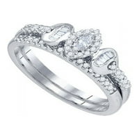 Veličina 8. - 10k bijeli zlatni markizni dijamantni set za vjenčani prsten