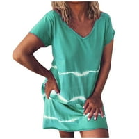 Ženske oblače srednje duljine cvjetni V-izrez Maxi kratki rukav zeleni 2xl