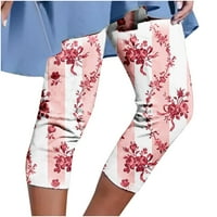 Ylioge ženske ljeto capris cvjetne zatvorene noge udobne pantalone Stretchy izvlačenje odmora Slim fit visoke struke pantalone pantalone
