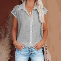 Fengqque Plus size za ženska dužina lakta labav fit bluza vrhovi vrhovi pune majice na majici V-izrez