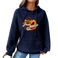 Yubatuo Ženska modna labava Halloween tiskani pulover s kapuljačom s dugim rukavima Pleteni duks pleteni