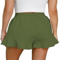 Haite Dame kratke vruće hlače Visoko struk mini pant Bermuda ljetni plažni kratke hlače Lounge Dno Sportsko crtanje elastične struke Vojska zelenog XL