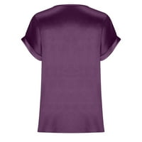 Caveitl ljetne bluze za žene, modni ženski ljetni okrugli vrat čvrsti kratki rukav seksi vrhunska bluza