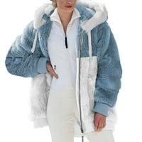 Zimski kaput za žene modni ženski topli jakna FAUSA kaput zimski patentni patentni rukav gornji odjeća plava l