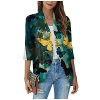 Cardigan džemper Umitay Ženska casual moda Tro-četvrtina rukave cvjetnog tiskanog jakne od meke draped