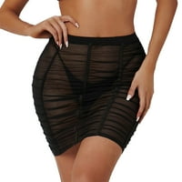 Žene Sheer Mesh Cover Up Shorts Pokrivač na plaži Na plaži Čvrsta puna mreža Pokrijte kratku suknju