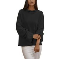 Pumfeylm pulover džemperi za žene ženske lagane pulover džempere obrezane zimske odjeće crne m