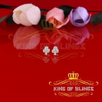 King of Bling's 0.10ct Diamond Sterling Bijeli srebrni ženski i muški klupski minđuše