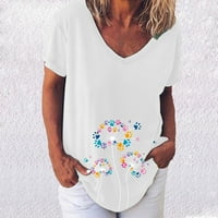 Bijela bluza za žene Bluze za žene modna modna žena V izrez za ispis majica bluza vrhova dukserica s