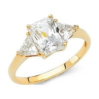Jewels 14k Žuto zlato Smaragd kubni cirkonijski CZ zaručničke prstene veličine 8
