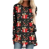 Ženska modna casual dugih rukava posada izrez na vratu labavi fit bluza Božićne majice za žene za žene