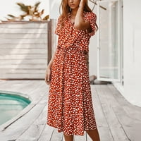 Ženske ljetne haljine Polka Dot gumb za ispis Nepravilna haljina na plaži s kratkim rukavima na kratkim