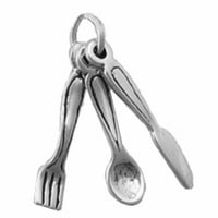 Sterling Silver 18 BO lančani 3D srebrni pričvrsni nož za kašike privjeske ogrlicu