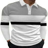 Groanlook Muška polo majica s dugim rukavima bluza rever na vratu Muški atletički T majice Slim Fit gumb dolje majica Style-S S