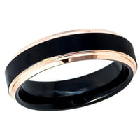 Muški ženski volfram vjenčani zaručni prsten za angažman dva tonska crna IP zlatna IP četkana središnja ivica