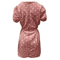 Mini haljine za žene modne žene dot cvjetni print V-izrez šuplje struk tuničke kratke rukave haljina