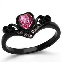 Ženski nehrđajući čelik IP crni kristal ruža 2.11 Zaručni prsten