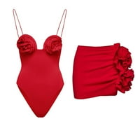 Gaecuw One kupaći kostim s poklopcem bikini omotački suknji bez rukava s rukavima na vrhu plivanja cvjetni